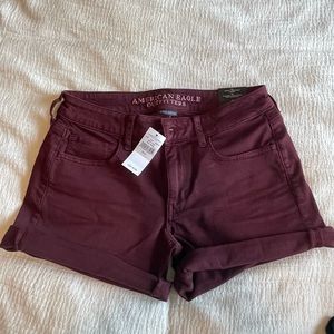 Maroon American Eagle Midi Shorts